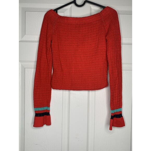 3.1 Phillip Lim Red crew neck Cropped Sweater Top with bell sleeve small - Picture 4 of 8